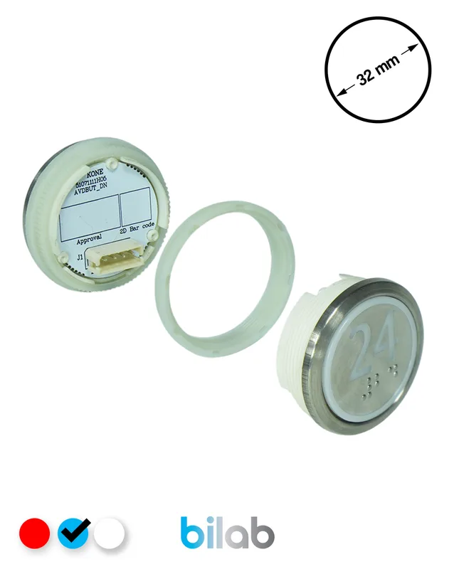 KONE KM863050G065H024 KDS STD BUTON, MAVİ, YUVARLAK, SOMUNLU, SBS.24