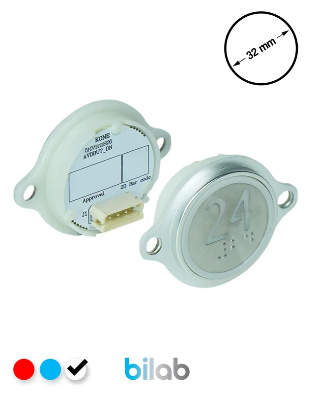 KONE KM863052G081H024 KDS STD BUTON, BEYAZ, YUVARLAK, KULAKLI, SBS.24