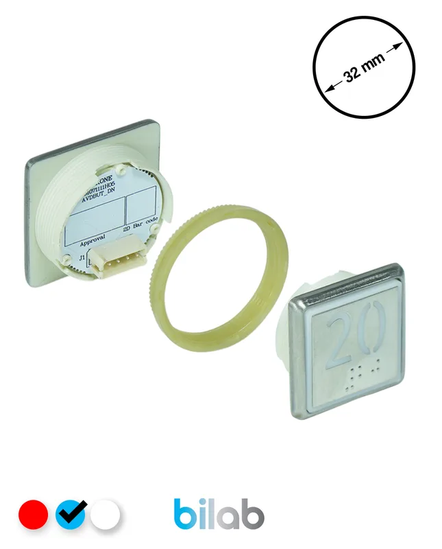 KONE KM863051G065H020 KDS STD BUTON, MAVİ, KARE, SOMUNLU, SBS.20