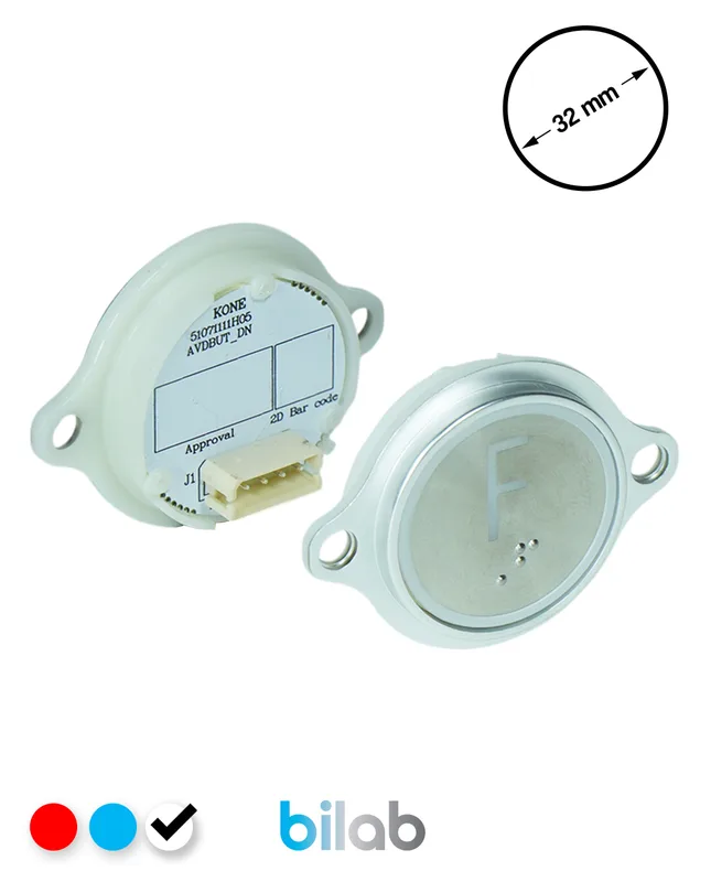 KONE KM863052G081H125 KDS STD BUTON, BEYAZ, YUVARLAK, KULAKLI, SBS.F