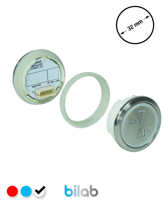 KONE KM863050G081H077 KDS STD BUTON, BEYAZ, YUVARLAK, SOMUNLU, SBS.-7
