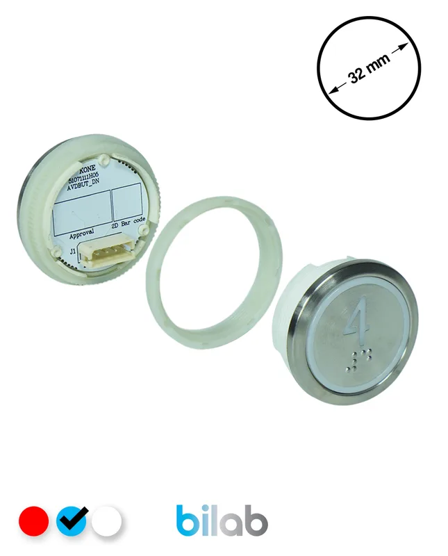 KONE KM863050G065H004 KDS STD BUTON, MAVİ, YUVARLAK, SOMUNLU, SBS.4