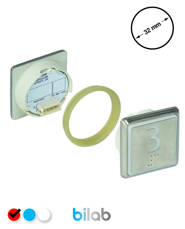 KONE KM863051G069H003 KDS STD BUTON, KIRMIZI, KARE, SOMUNLU, SBS.3