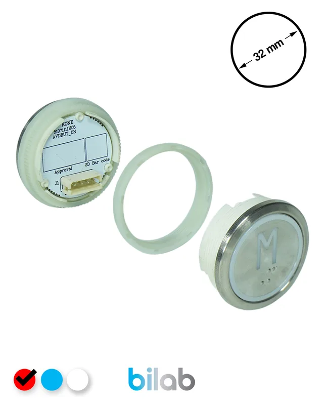 KONE KM863050G069H132 KDS STD BUTON, KIRMIZI, YUVARLAK, SOMUNLU, SBS.M