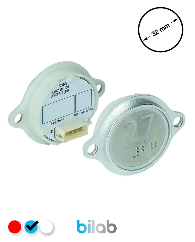 KONE KM863052G065H027 KDS STD BUTON, MAVİ, YUVARLAK, KULAKLI, SBS.27