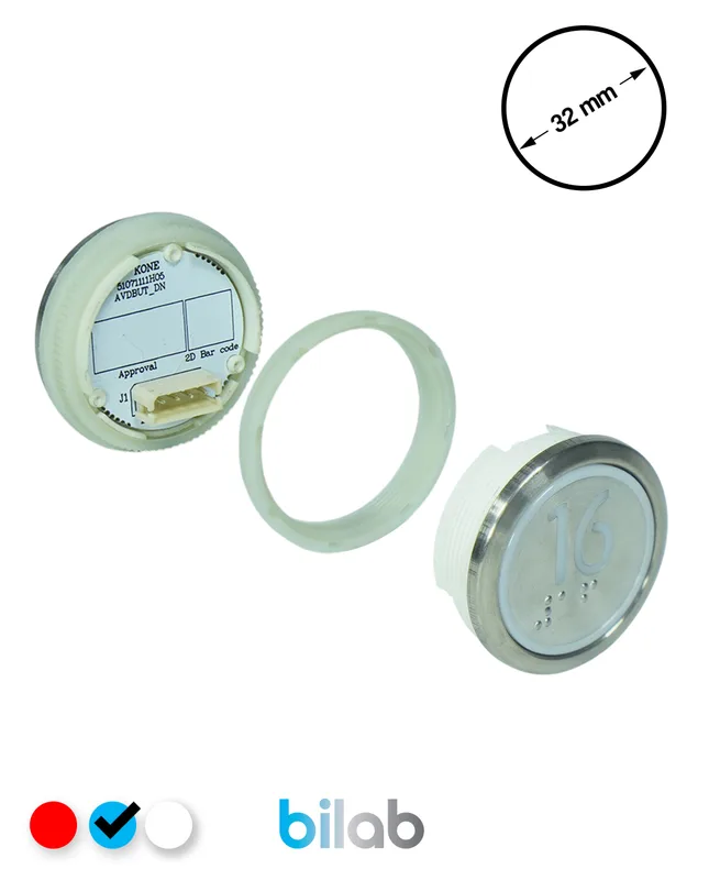 KONE KM863050G065H016 KDS STD BUTON, MAVİ, YUVARLAK, SOMUNLU, SBS.16