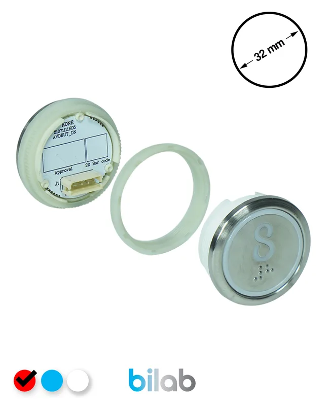 KONE KM863050G069H008 KDS STD BUTON, KIRMIZI, YUVARLAK, SOMUNLU, SBS.8