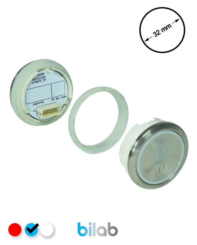 KONE KM863050G065H121 KDS STD BUTON, MAVİ, YUVARLAK, SOMUNLU, SBS.B