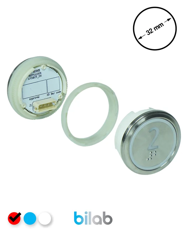 KONE KM863050G069H002 KDS STD BUTON, KIRMIZI, YUVARLAK, SOMUNLU, SBS.2