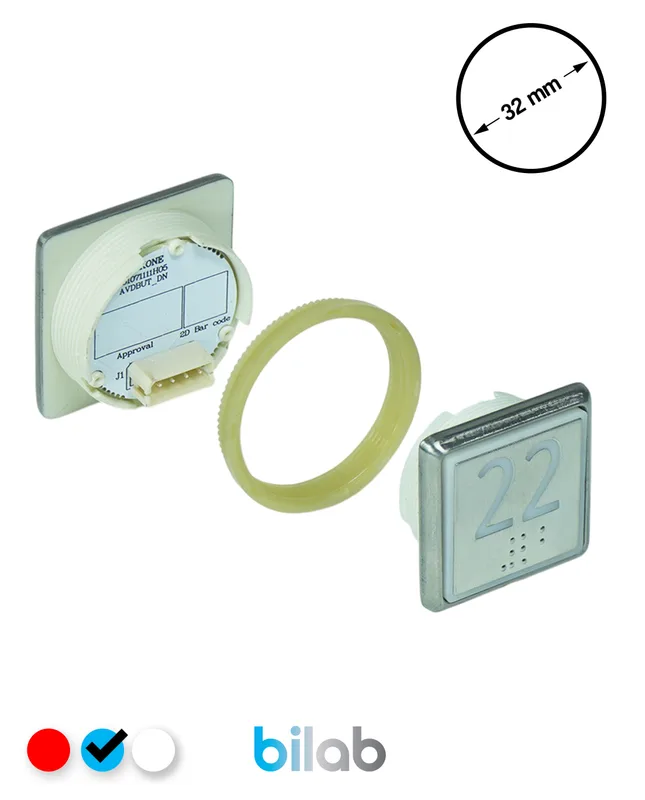 KONE KM863051G065H022 KDS STD BUTON, MAVİ, KARE, SOMUNLU, SBS.22