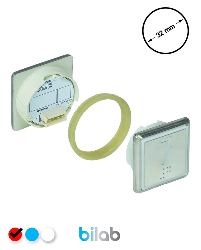 KONE KM863051G069H007 KDS STD BUTON, KIRMIZI, KARE, SOMUNLU, SBS.7