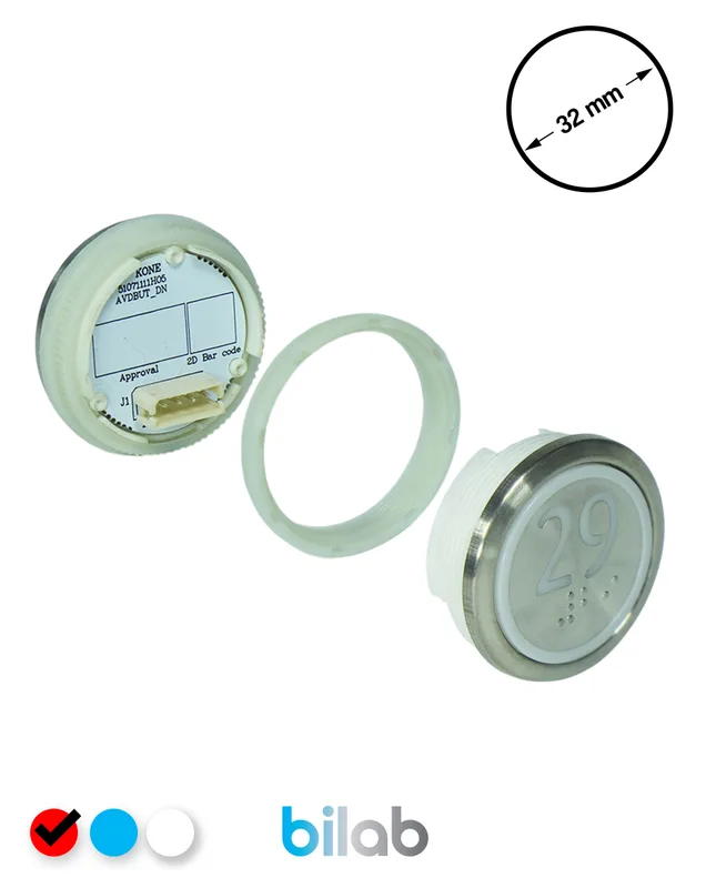 KONE KM863050G069H029 KDS STD BUTON, KIRMIZI, YUVARLAK, SOMUNLU, SBS.29