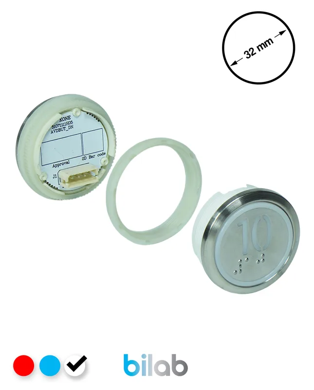 KONE KM863050G081H010 KDS STD BUTON, BEYAZ, YUVARLAK, SOMUNLU, SBS.10