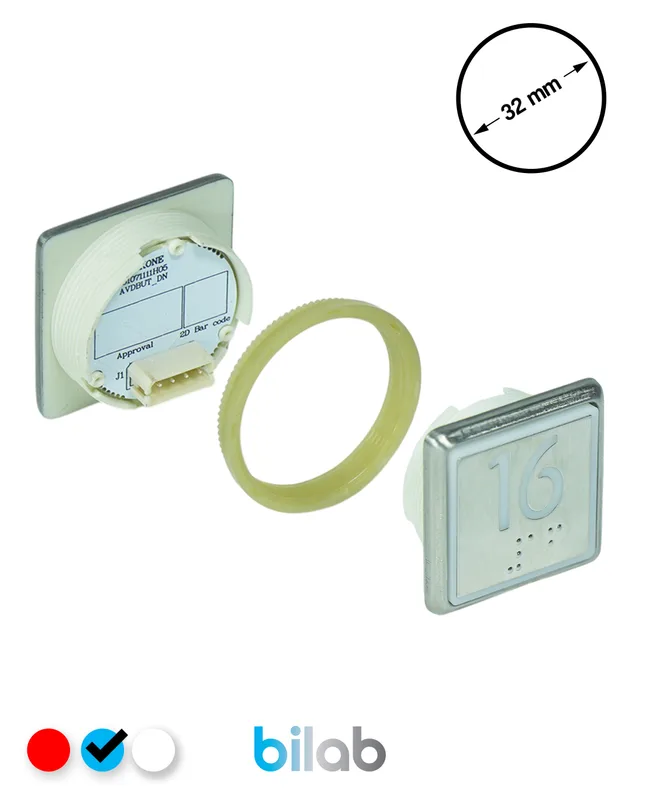 KONE KM863051G065H016 KDS STD BUTON, MAVİ, KARE, SOMUNLU, SBS.16