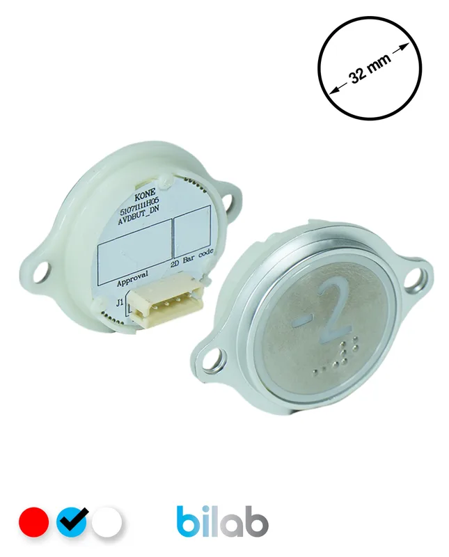 KONE KM863052G065H072 KDS STD BUTON, MAVİ, YUVARLAK, KULAKLI, SBS.-2