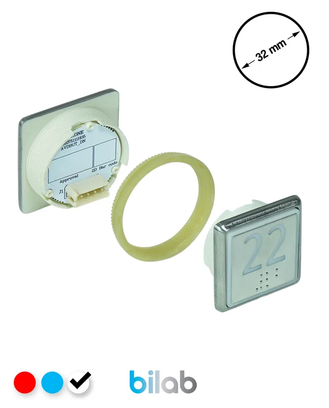 KONE KM863051G081H022 KDS STD BUTON, BEYAZ, KARE, SOMUNLU, SBS.22