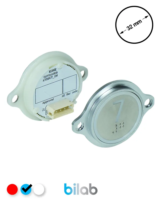 KONE KM863052G065H007 KDS STD BUTON, MAVİ, YUVARLAK, KULAKLI, SBS.7