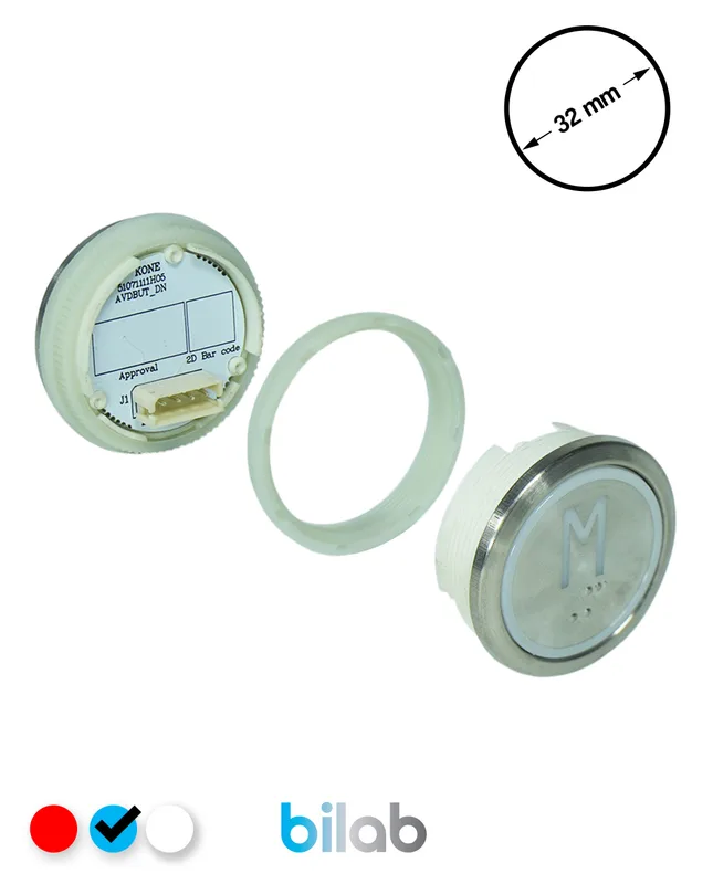 KONE KM863050G065H132 KDS STD BUTON, MAVİ, YUVARLAK, SOMUNLU, SBS.M