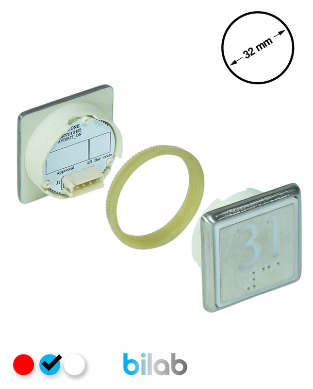KONE KM863051G065H031 KDS STD BUTON, MAVİ, KARE, SOMUNLU, SBS.31