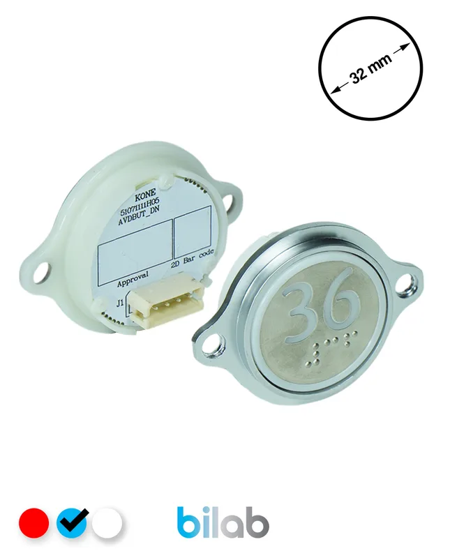 KONE KM863052G065H036 KDS STD BUTON, MAVİ, YUVARLAK, KULAKLI, SBS.36