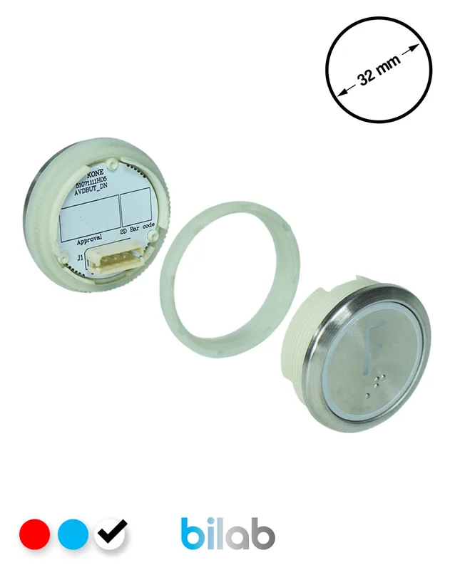 KONE KM863050G081H125 KDS STD BUTON, BEYAZ, YUVARLAK, SOMUNLU, SBS.F