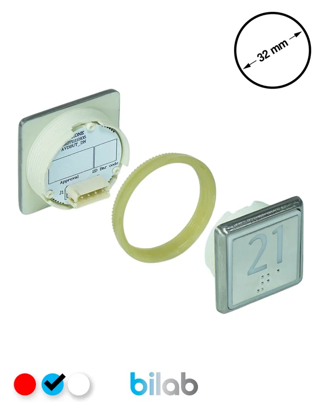 KONE KM863051G065H021 KDS STD BUTON, MAVİ, KARE, SOMUNLU, SBS.21