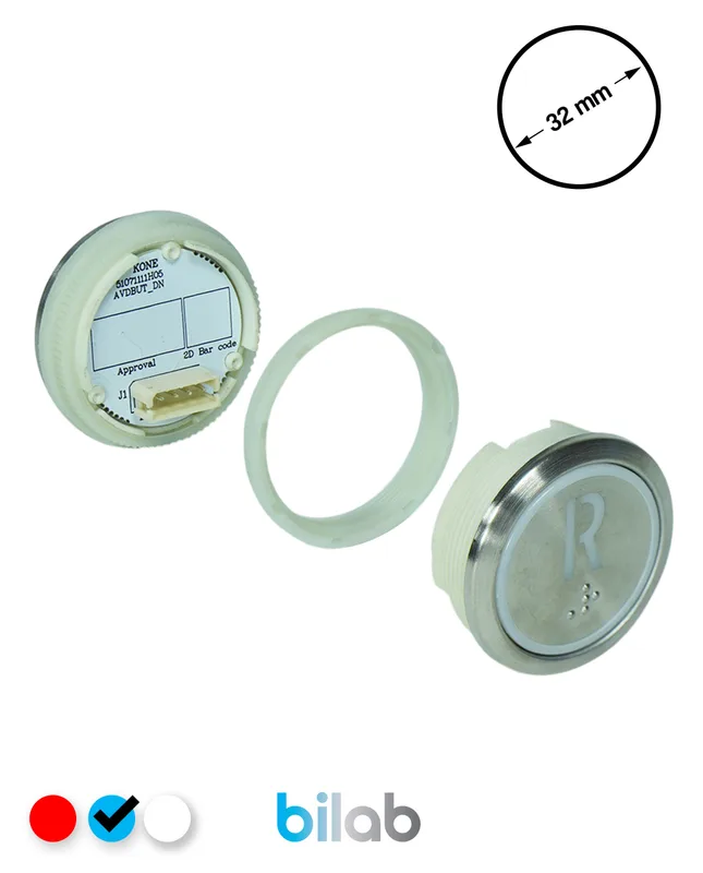 KONE KM863050G065H137 KDS STD BUTON, MAVİ, YUVARLAK, SOMUNLU, SBS.R