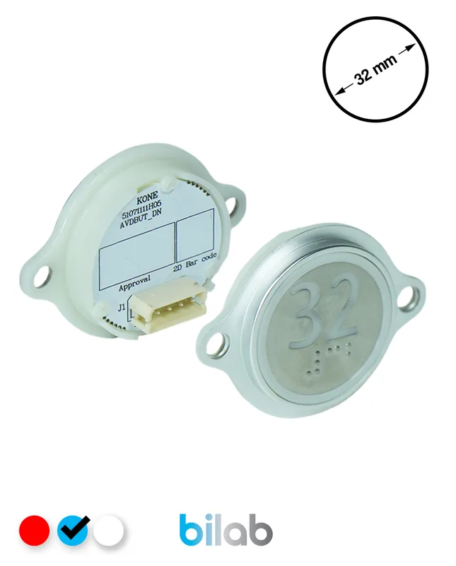 KONE KM863052G065H032 KDS STD BUTON, MAVİ, YUVARLAK, KULAKLI, SBS.32
