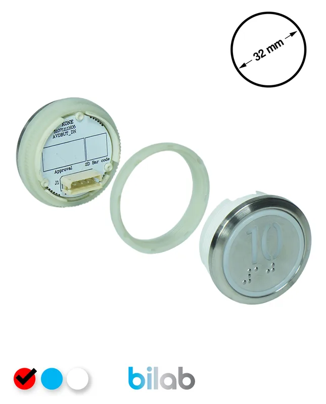 KONE KM863050G069H010 KDS STD BUTON, KIRMIZI, YUVARLAK, SOMUNLU, SBS.10