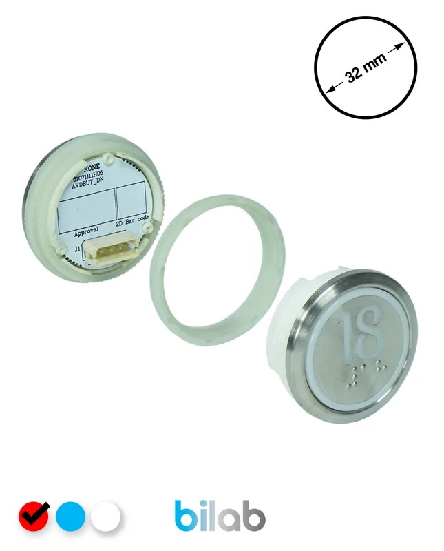 KONE KM863050G069H018 KDS STD BUTON, KIRMIZI, YUVARLAK, SOMUNLU, SBS.18