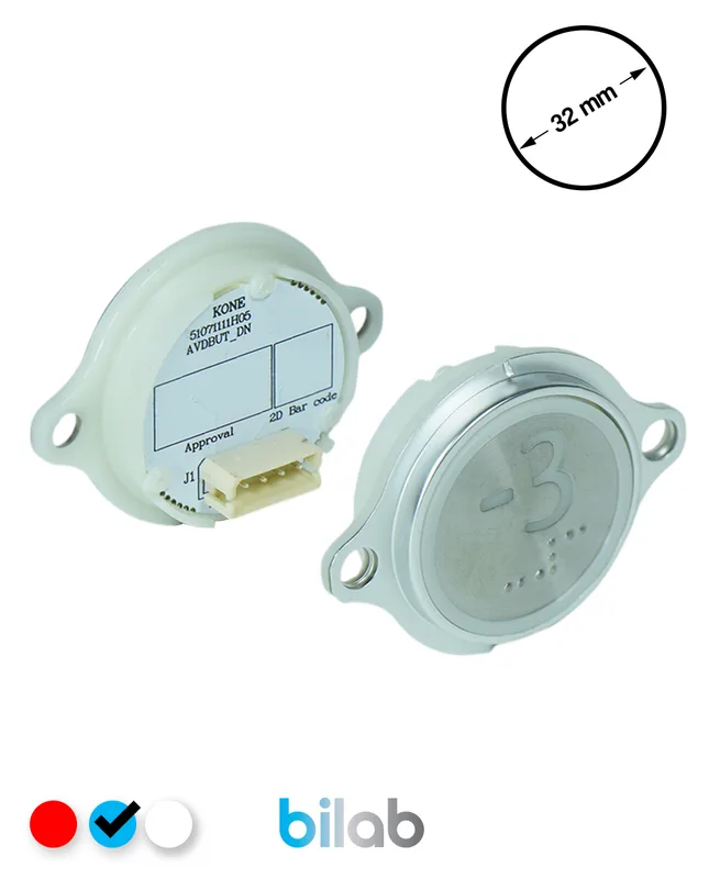 KONE KM863052G065H073 KDS STD BUTON, MAVİ, YUVARLAK, KULAKLI, SBS.-3
