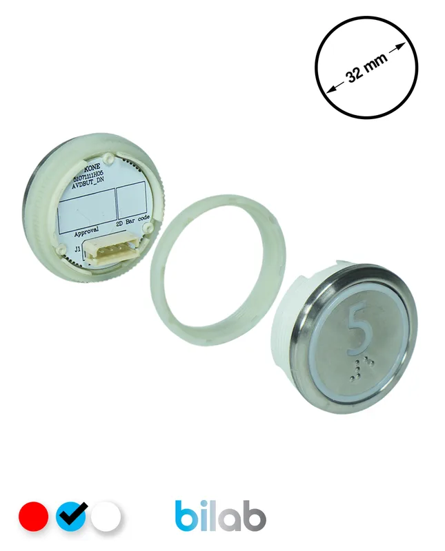 KONE KM863050G065H005 KDS STD BUTON, MAVİ, YUVARLAK, SOMUNLU, SBS.5