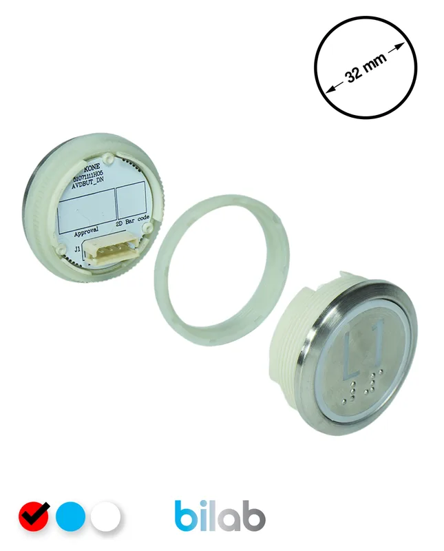KONE KM863050G069H271 KDS STD BUTON, KIRMIZI, YUVARLAK, SOMUNLU, SBS.L1