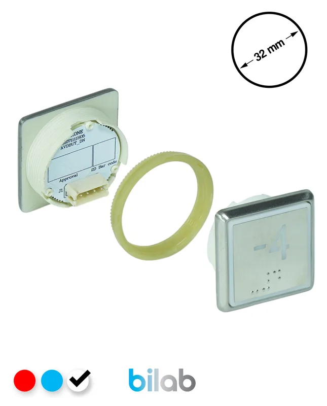 KONE KM863051G081H074 KDS STD BUTON, BEYAZ, KARE, SOMUNLU, SBS.-4
