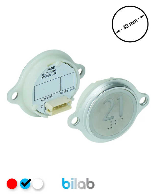 KONE KM863052G065H021 KDS STD BUTON, MAVİ, YUVARLAK, KULAKLI, SBS.21