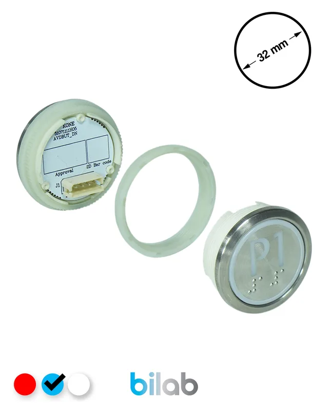 KONE KM863050G065H218 KDS STD BUTON, MAVİ, YUVARLAK, SOMUNLU, SBS.P1