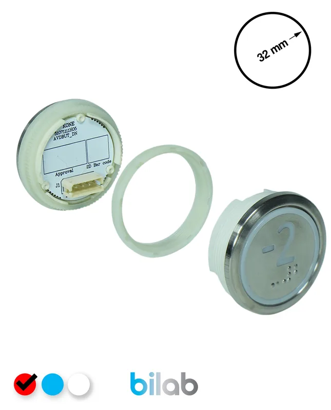 KONE KM863050G069H072 KDS STD BUTON, KIRMIZI, YUVARLAK, SOMUNLU, SBS.-2