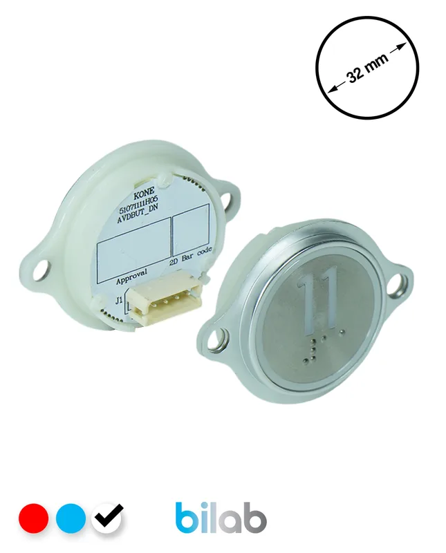 KONE KM863052G081H011 KDS STD BUTON, BEYAZ, YUVARLAK, KULAKLI, SBS.11