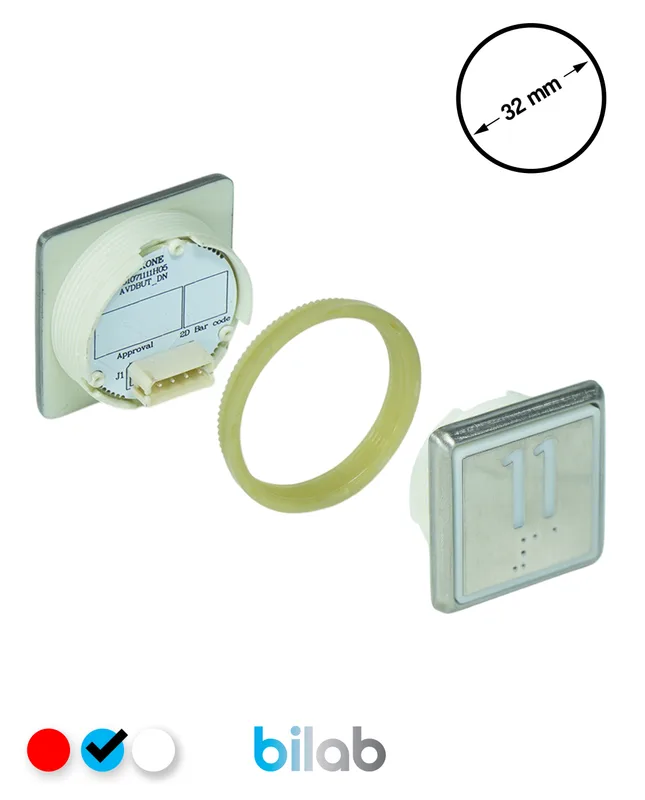 KONE KM863051G065H011 KDS STD BUTON, MAVİ, KARE, SOMUNLU, SBS.11