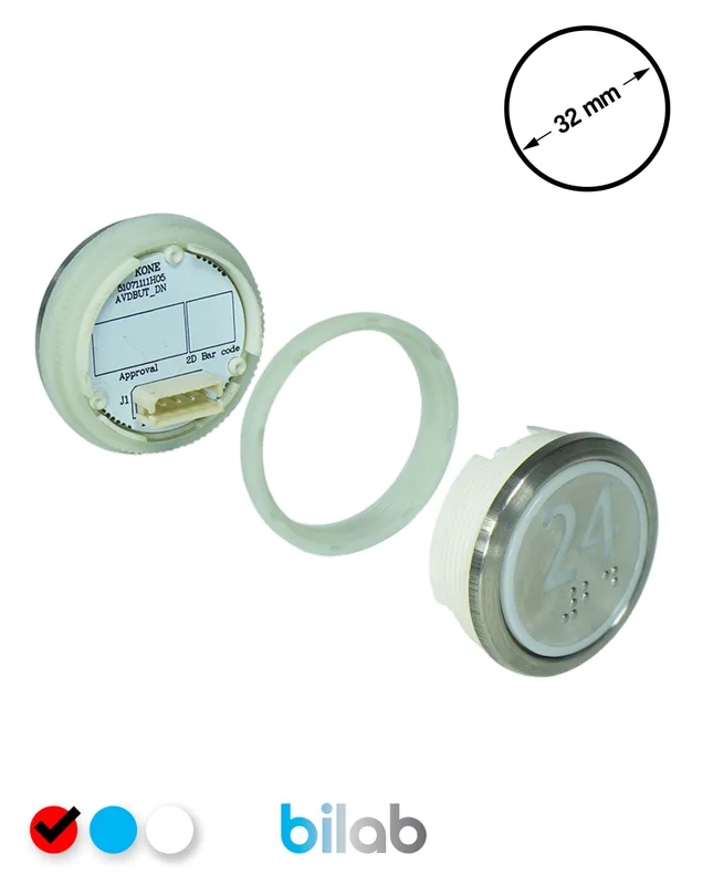 KONE KM863050G069H024 KDS STD BUTON, KIRMIZI, YUVARLAK, SOMUNLU, SBS.24