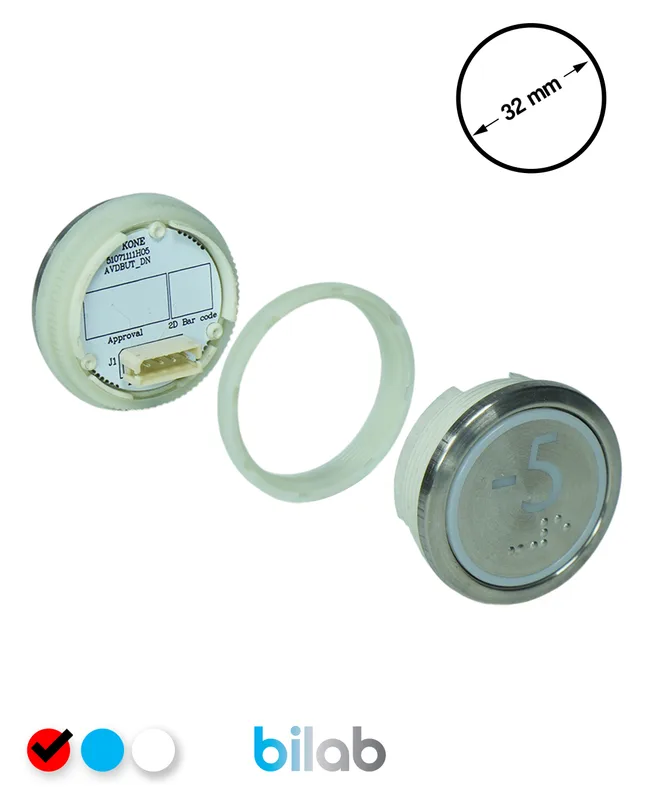 KONE KM863050G069H075 KDS STD BUTON, KIRMIZI, YUVARLAK, SOMUNLU, SBS.-5