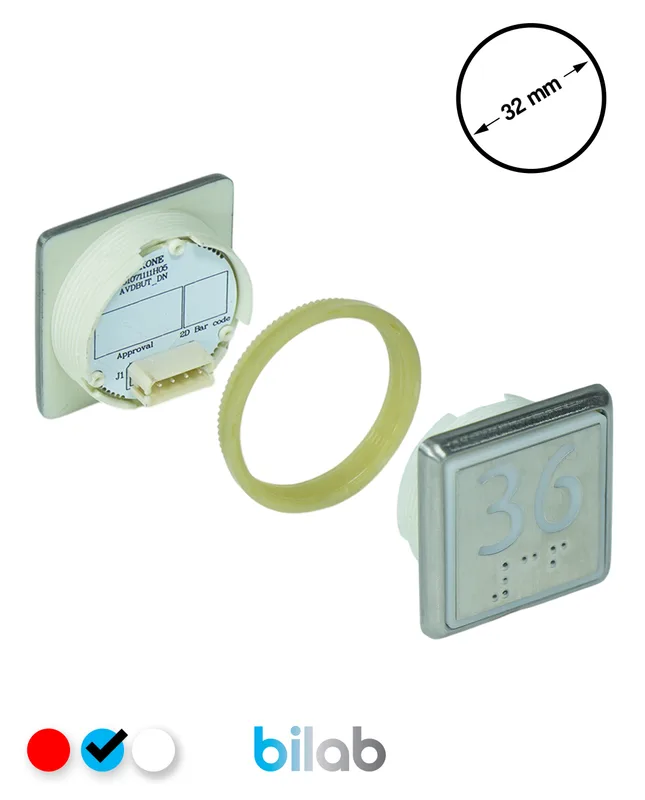 KONE KM863051G065H036 KDS STD BUTON, MAVİ, KARE, SOMUNLU, SBS.36