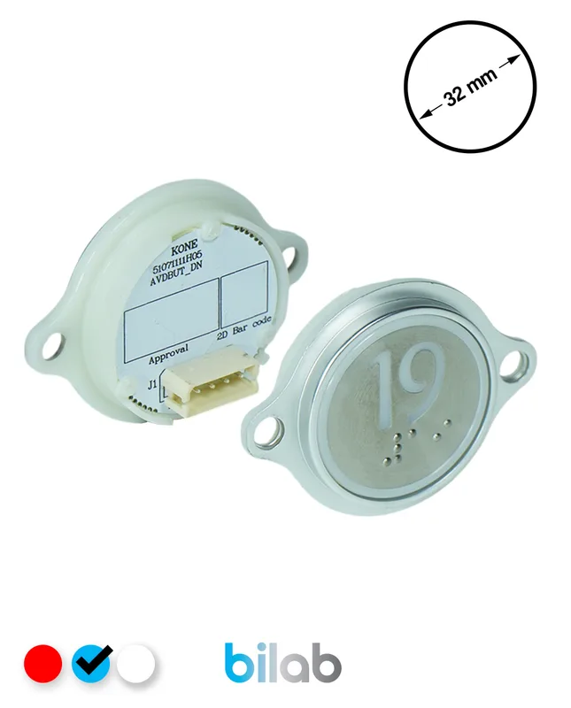 KONE KM863052G065H019 KDS STD BUTON, MAVİ, YUVARLAK, KULAKLI, SBS.19