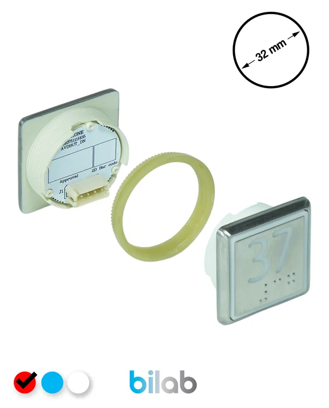 KONE KM863051G069H037 KDS STD BUTON, KIRMIZI, KARE, SOMUNLU, SBS.37