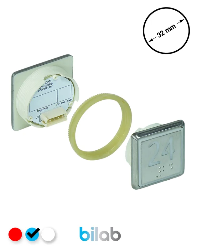 KONE KM863051G065H024 KDS STD BUTON, MAVİ, KARE, SOMUNLU, SBS.24