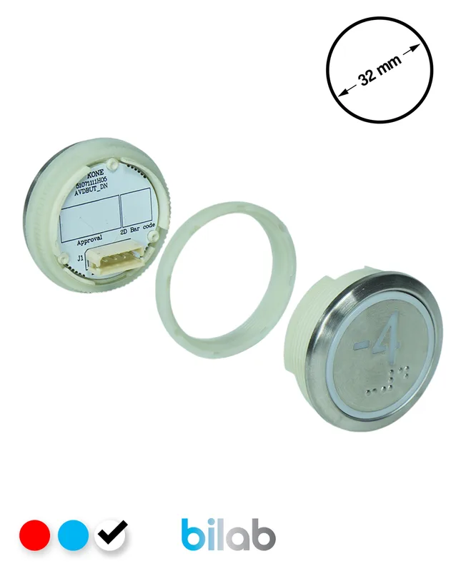 KONE KM863050G081H074 KDS STD BUTON, BEYAZ, YUVARLAK, SOMUNLU, SBS.-4