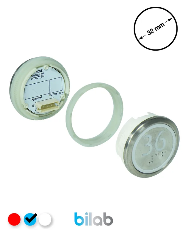 KONE KM863050G065H036 KDS STD BUTON, MAVİ, YUVARLAK, SOMUNLU, SBS.36