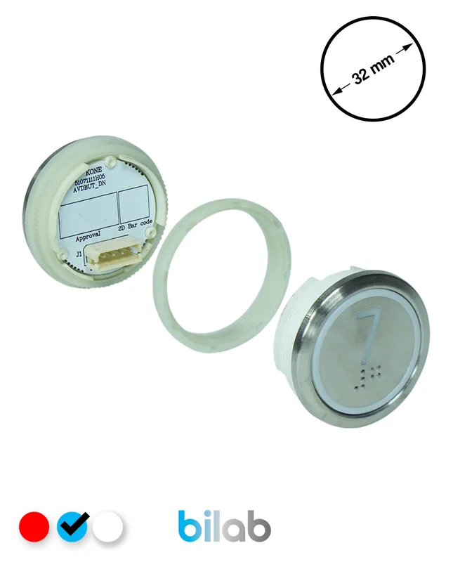 KONE KM863050G065H007 KDS STD BUTON, MAVİ, YUVARLAK, SOMUNLU, SBS.7