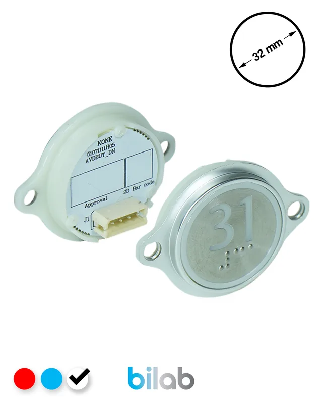 KONE KM863052G081H031 KDS STD BUTON, BEYAZ, YUVARLAK, KULAKLI, SBS.31