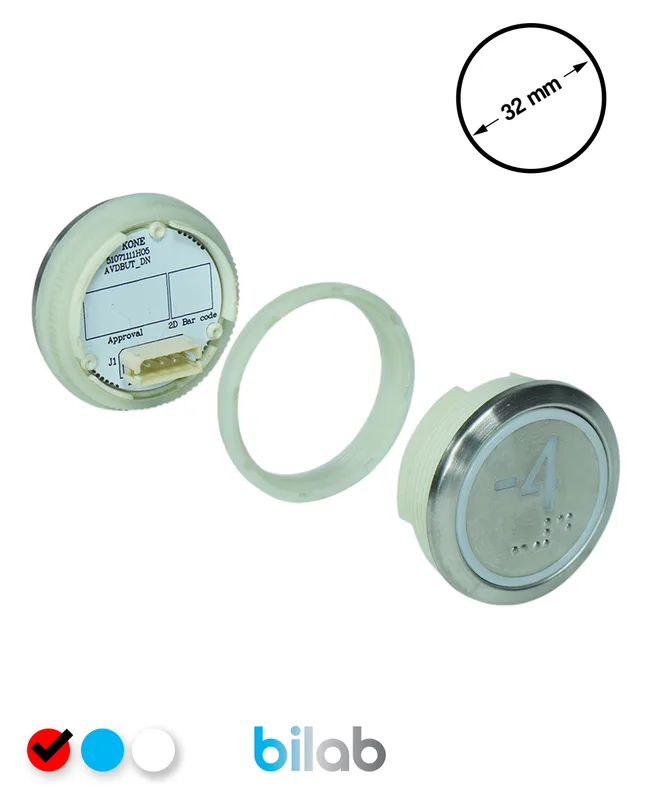 KONE KM863050G069H074 KDS STD BUTON, KIRMIZI, YUVARLAK, SOMUNLU, SBS.-4